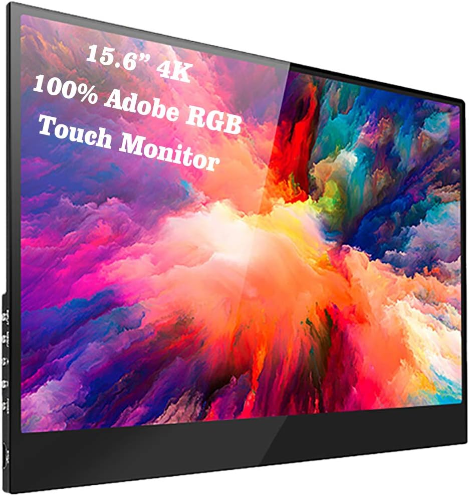 15.6" 3840x2160 UHD 4K HDR Portable Touch Monitor with Dual Mini HDMI / 2 x Type-C/Headphone, USB-C for Power and Video and Touch, with PD Charging Port, Brand LCD Screen.