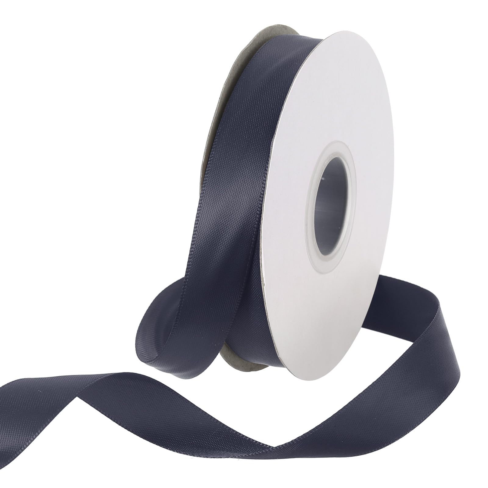 Rebower 15mm Satin Ribbon 23m Thick Double Face Grosgrain Silk Ribbon, [for Gift Wrapping, Hair Bows, Wedding, Cake, Flower] - 25 Yard/75ft/ Steel Blue — image 1