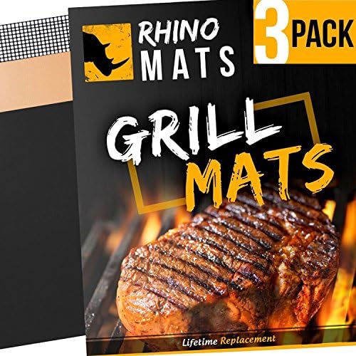 BBQ Grill Mats (Set of 3) Copper, Black &amp; Mesh | LIFETIME Replacement | Heavy Duty 600 Degree Non-Stick Mats | Mesh for Smoke Flavors &amp; Gas Grills | 15.75 x 13 | Best Rated Grill Pad FDA Gold Approved