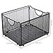 MyGift Black Metal Mesh Collapsible Hanging File Folder Box, Office Storage Crate, Set of 3