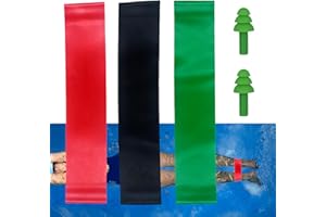 3 PCs Swimming Ankle Strap with 1 Pair Earplug, Rubber Pulling Ankle Band Aquatic Resistance Belt for Swimming Training Legs 