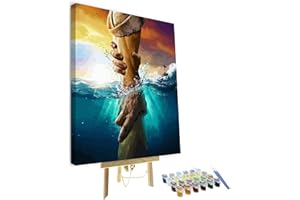 TISHIRON Paint by Numbers Christian Jesus Painting Kits by Number for Adults Kids on Canvas Wall Decor with Paintbrushes Acrylic Pigment for Home Living Room Decor with Framed 16 inx20 in