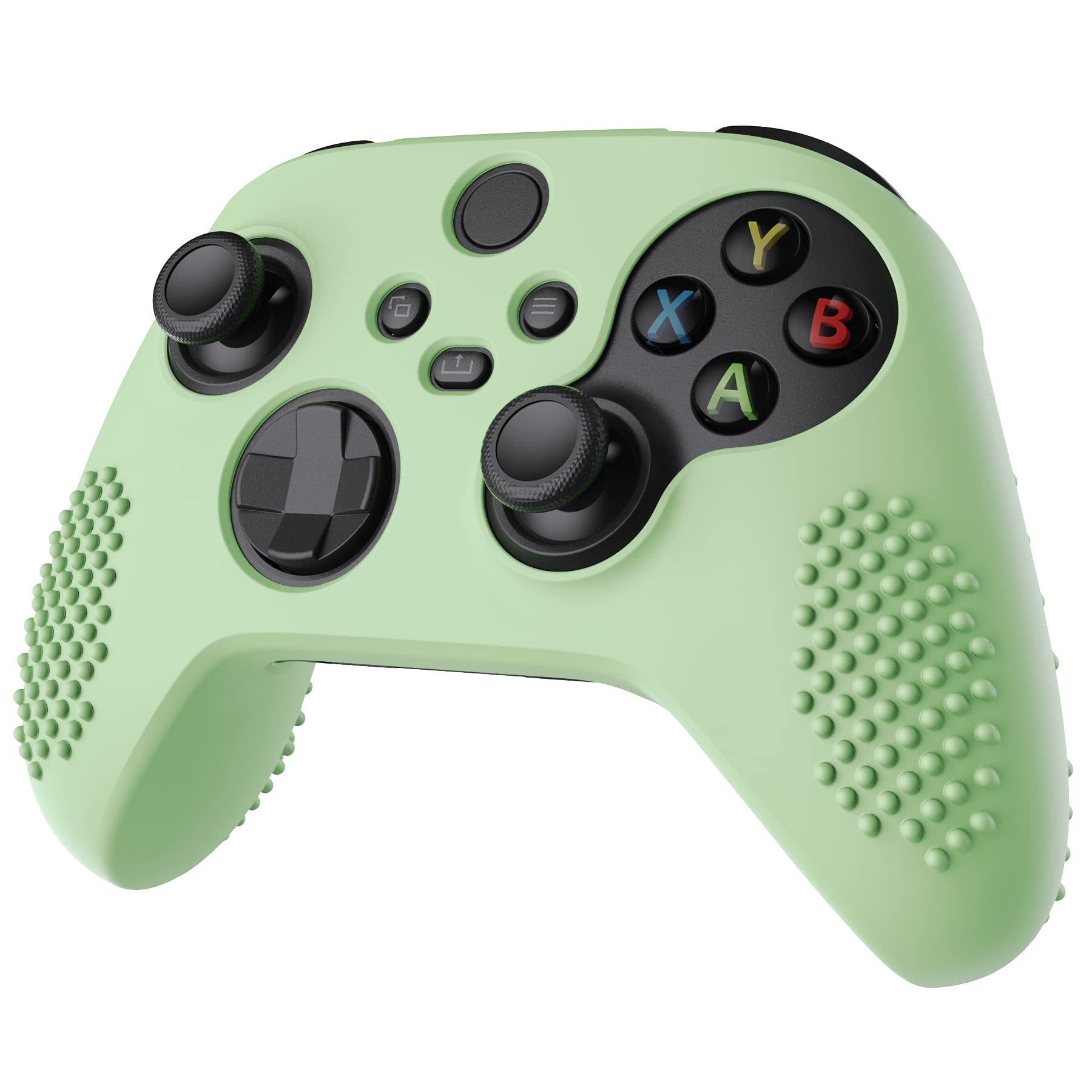 eXtremeRate PlayVital Matcha Green 3D Studded Edition Anti-Slip Silicone Cover Skin for Xbox Series X/S Controller, Soft Rubber Case Protector for Xbox Core Wireless Controller with Thumb Grip Caps