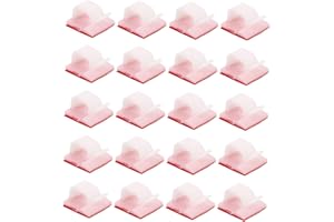 TOBBOMEY 20pcs Transparent Acrylic Self-Adhesive Cable Clips Cord Organizer for Desk and Wall Plastic Wire