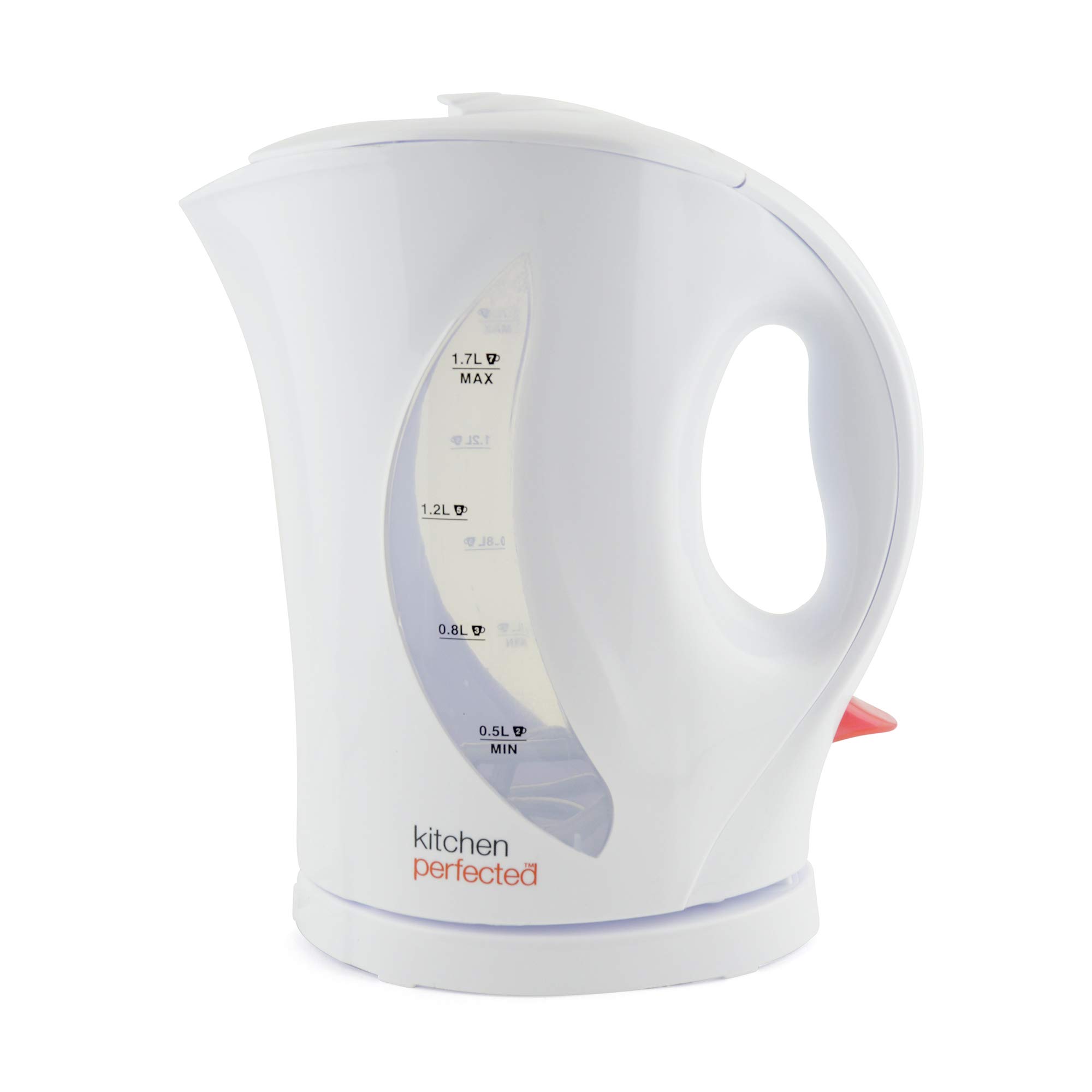 Kitchen Perfected 2000W 1.7L Electric Cordless Kettle – Dual Water Level Windows with Cup Indicators – Slide Out Filter - On/Off Switch with Light and Automatic Safety Shut-Off - E1521WH – White