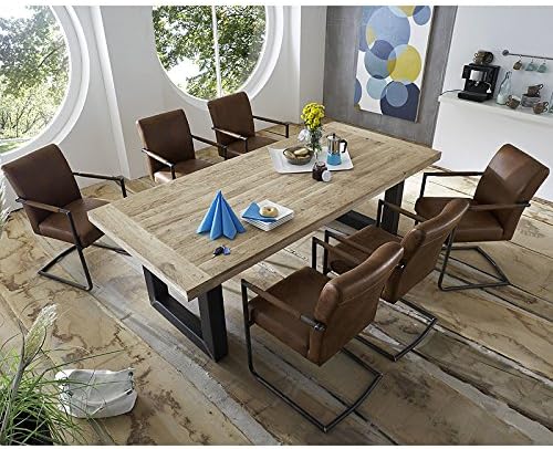 Vintage Esszimmer Set Essgruppe 200cm Esszimmertisch Eiche Massiv Freischwinger Amazon De Kuche Haushalt