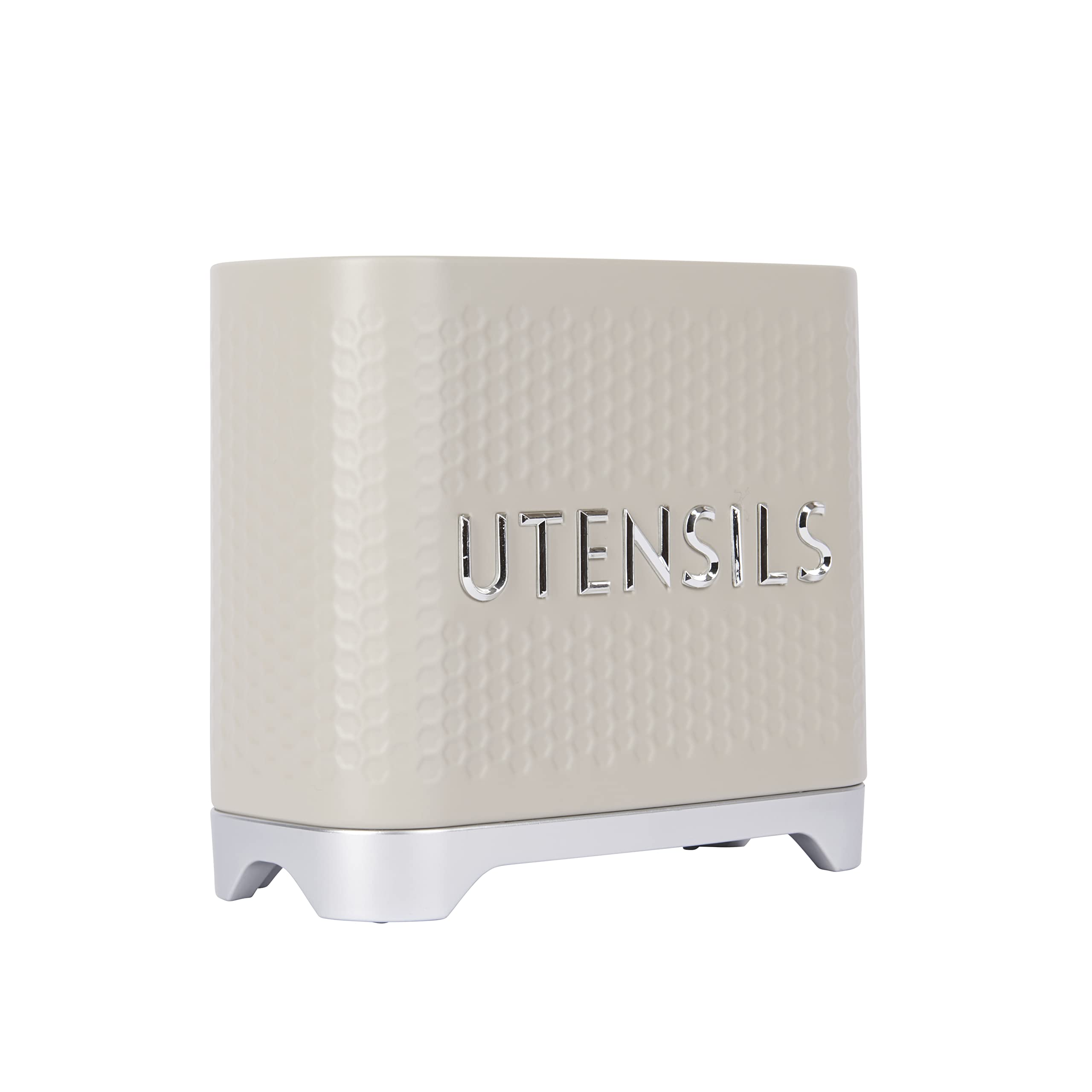 KitchenCraft Lovello Textured Kitchen Utensil Holder, 19 x 9 x 18cm – Latte Cream