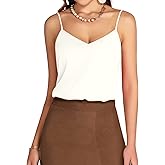 MANGOPOP Women's Bodysuit V Neck Spaghetti Strap Tank Tops Cami Backless Sleeveless Loose Fit Blouse Body Suits Sexy Casual