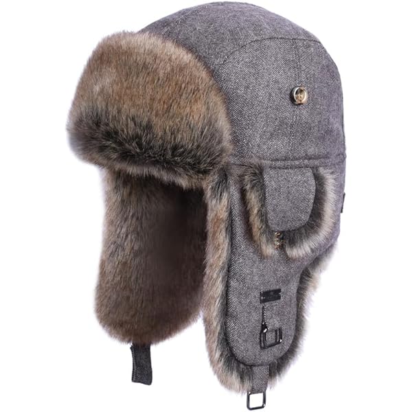 Alkaidstar Fur Winter Trapper Hat,Taslon Faux Fur Aviator