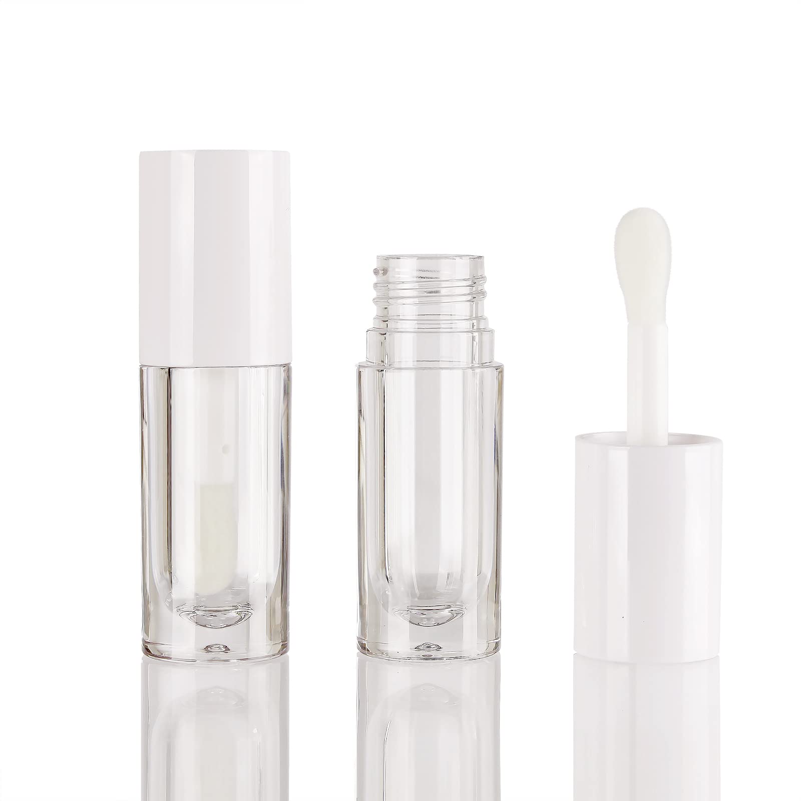 COSIDEA 50pcs Empty White 6ml big doe foot wand lip gloss tubes Round Chunky lipgloss tubes containers wholesale with thick large wand