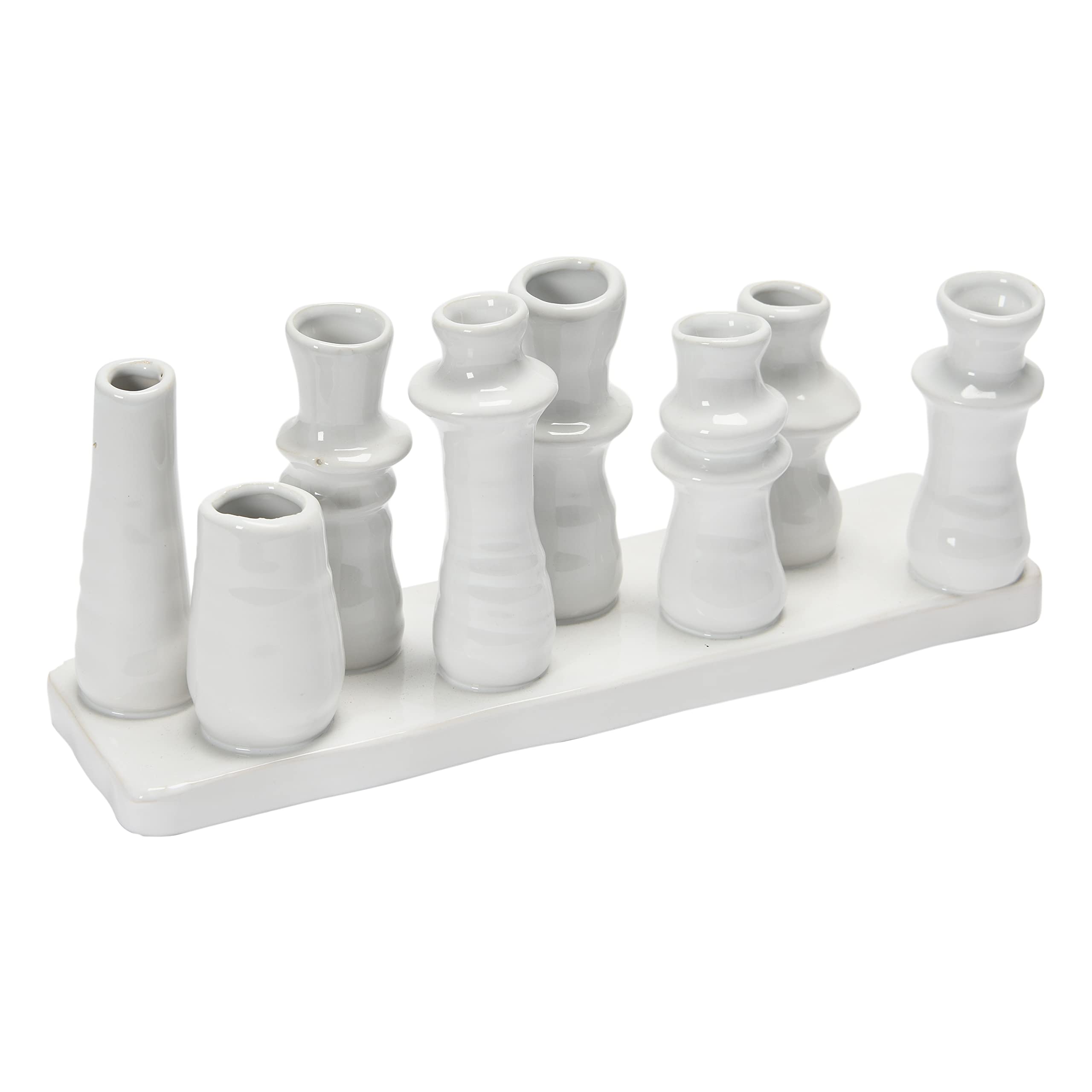 Photo 1 of Bloomingville Stoneware Multi 8 Sections Vase, 11" L x 3" W x 5" H, White (AH2448)