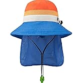 Summer Kids Sun Hat Adjustable Boys Grils Fishing Hat Breathable Protection Outdoor Beach Hat with Neck Flap 2-8Years Old