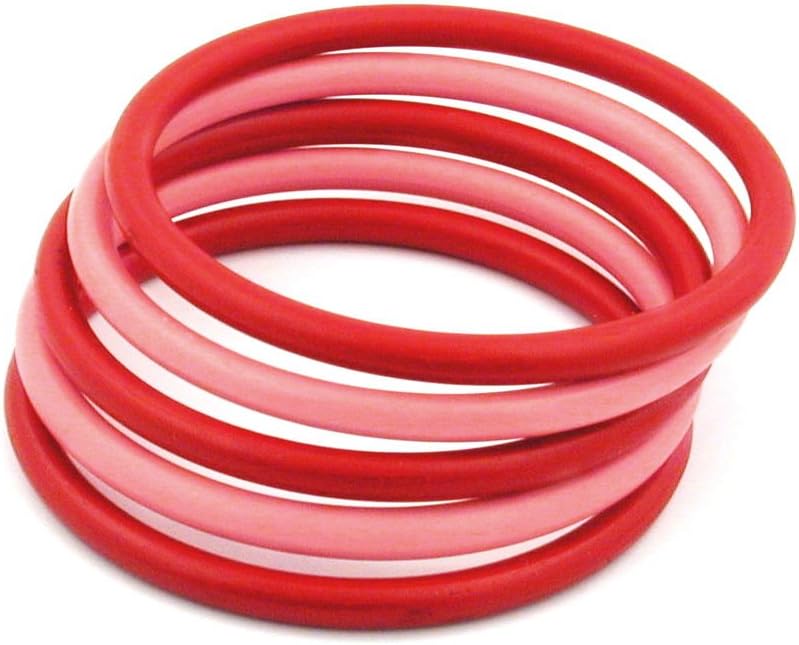 GALLAY Set of 5 Bangles Plastic 2X RED and 3X Rose