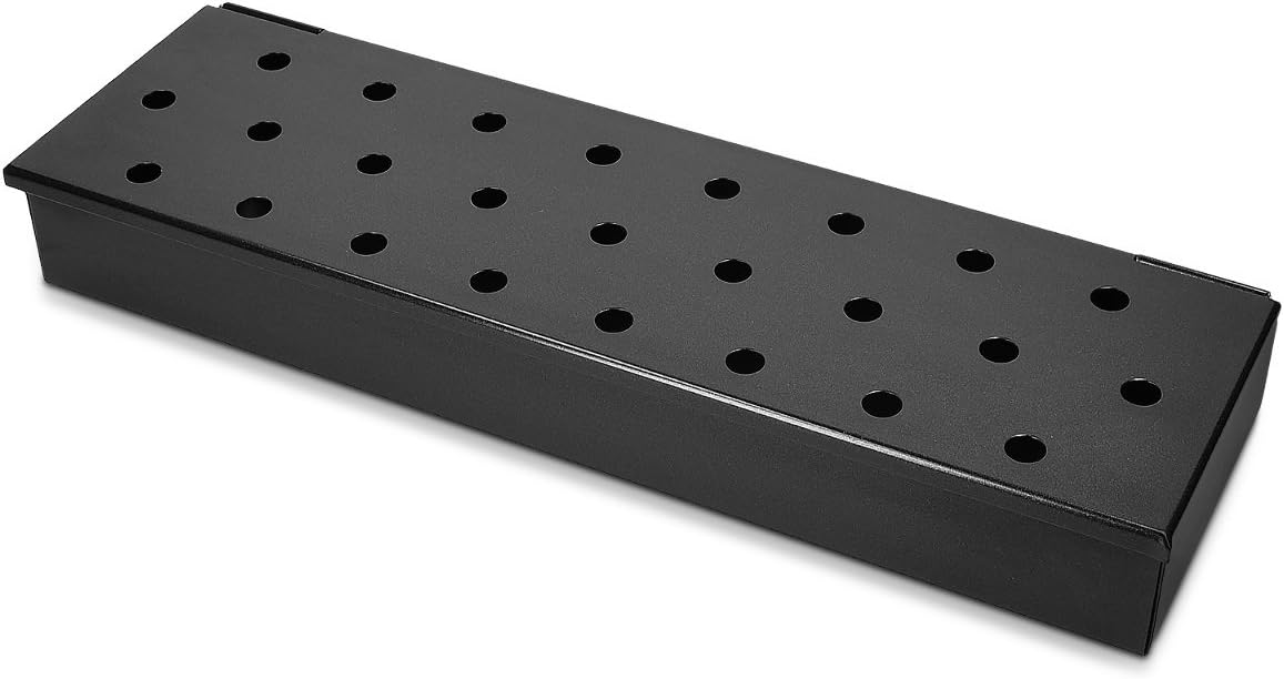 Navaris Smoker Box - Heavy Duty Metal Smoker Box for BBQ Grill Wood Chips - Meat Fish Smoking for Gas or Charcoal Barbecue Grill - 14 x 4 x 2 Inches: Garden & Outdoor
