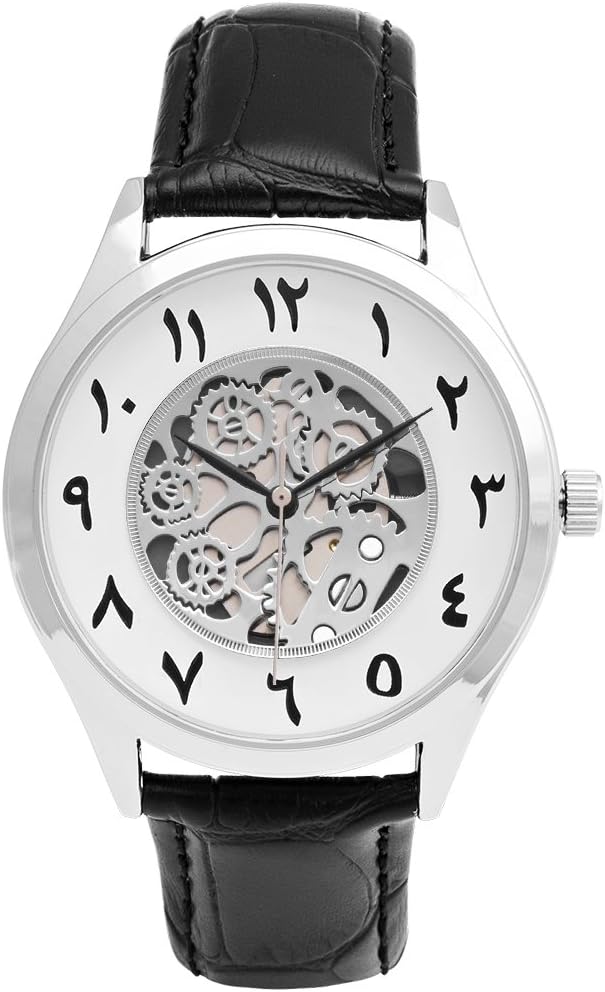 Arabic Numerals Index Watches, Unisex Arabic Dial Face Skeleton Watch