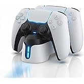 DOBE PS5 Dual Charging Station Dock for PlayStation®5 DualSense™ Controllers, Fast Charger Stand with LED Indicators, White