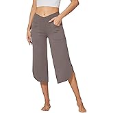 G4Free Capri Pants for Women Wide Leg Yoga Pants for Summer Flowy Capris Loose Casual Cropped Pants with Pockets