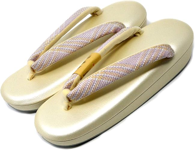 Amazon おしゃれ Kimono いろは フリーサイズ 低反発 草履 五嶋紐 日本製 高級 クリーム 紫 おしゃれ Kimono いろは 下駄 草履