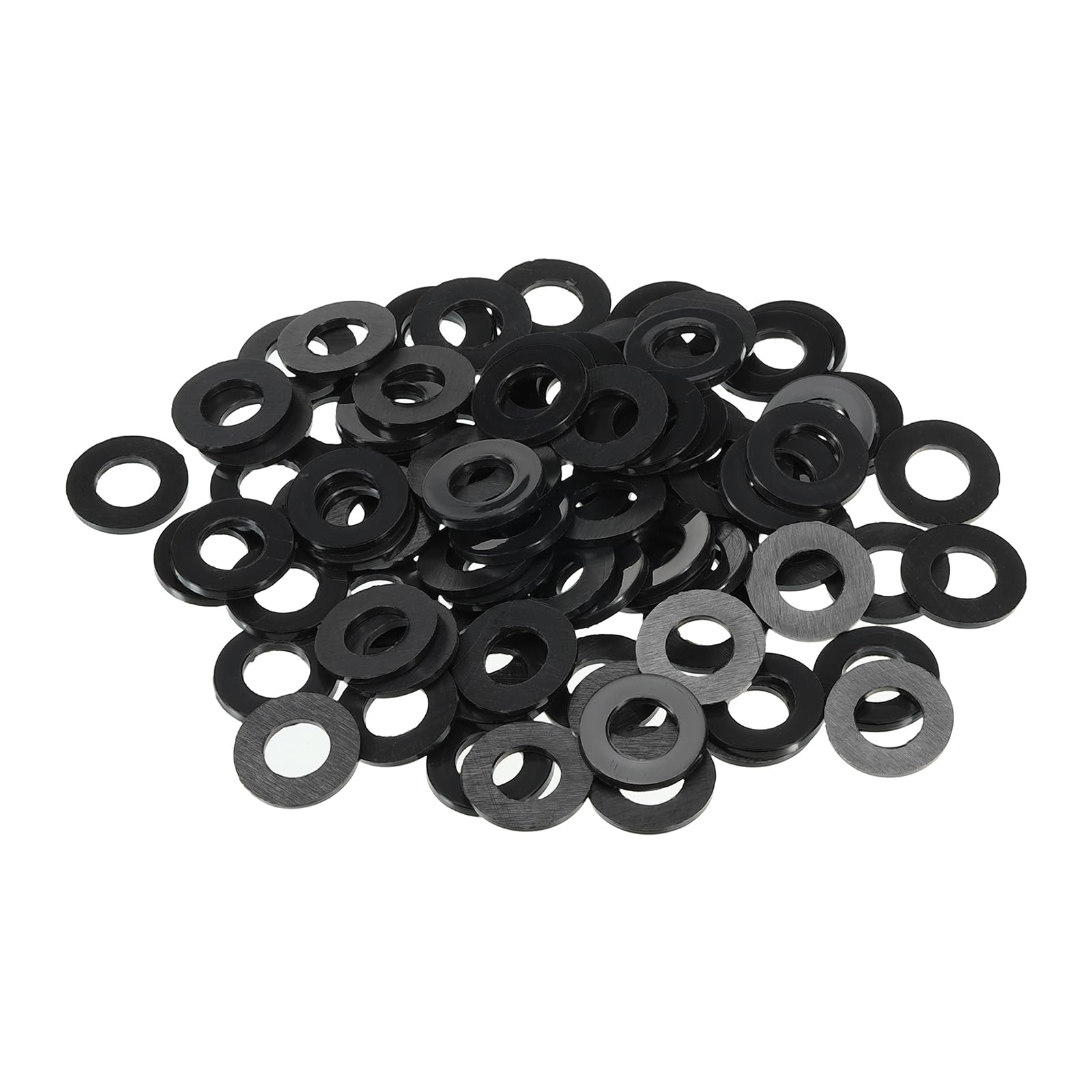 PATIKIL M8 Nylon Flat Washer, 100 Pack 8mm ID 16mm OD 1.5mm Thick Sealing Spacer Gasket Ring for Faucet Pipe Water Hose Fastener Bolt, Black