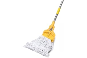 FRESHFARM 61 Inch Commercial Cotton Mop for Floor Cleaning with Long Handle Heavy Duty Industrial Mop Stick for Garage Warehouse Office Home,1 Pack