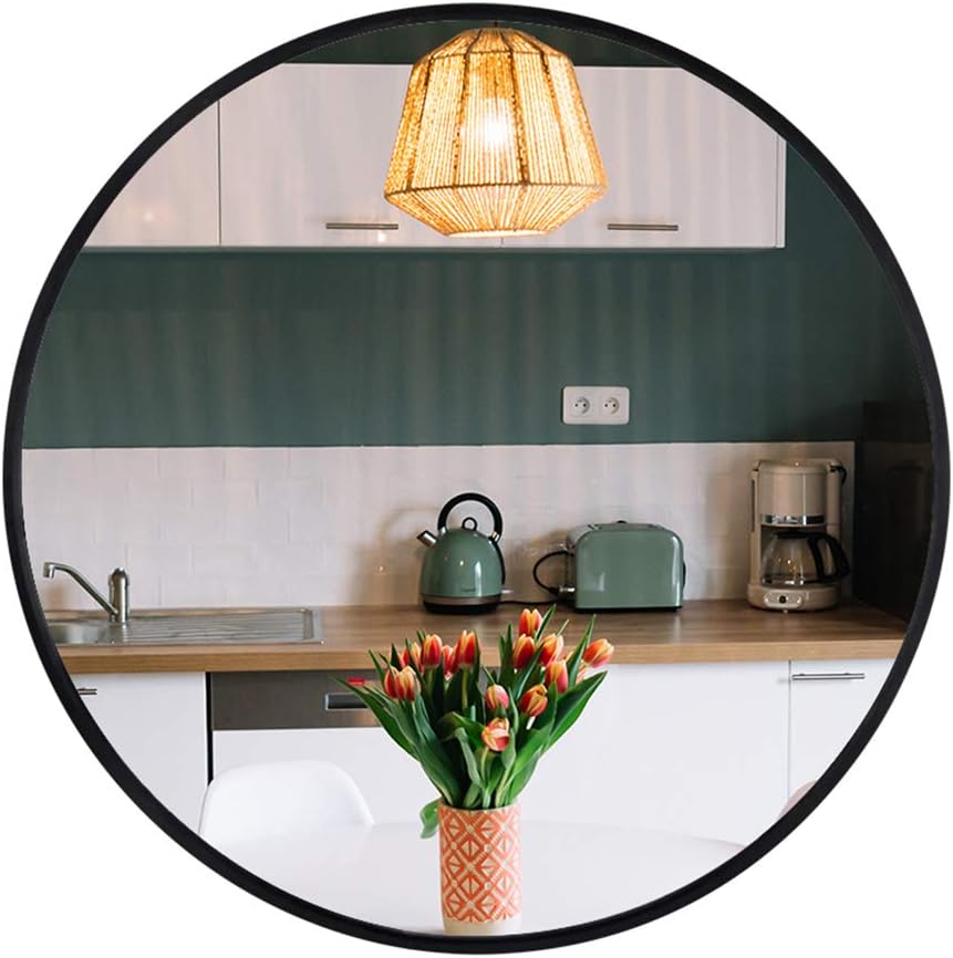 ZHUNFA Wall-Mounted Round Mirror, 19.7 Inch Gold Circle Mirror with Metal Frame for Bathroom, Living Room, Bedroom (Brushed Gold): Furniture & Decor