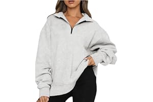 Anjikang Womens Fall Fashion 2023 Oversized Sweatshirt Quarter Zip Long Sleeves Pullover Tops Teen Girl Aesthetic Y2K Clothes