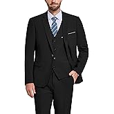 Hihawk Men's 3 Piece Suit Set with Tie, One Button Solid Slim Fit Jacket Vest & Pants, Suits for Mens Wedding Party Business