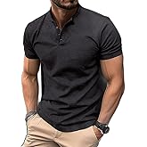 Men's Short Sleeve Henley Shirt - Premium Fitted for Men - Comfortable Casual Daily Wear