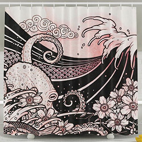 Japanese Tattoo Style Original Sketch Drawing Shower Curtain 60 X 72 Inch Mildew Resistant/ Antibacterial/ Odorless/ Waterproof Stylish Design
