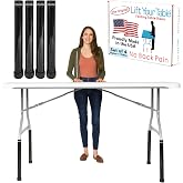 Lift Your Table&reg; Folding Table Risers - Bar Height (Movable Foot) - Made in the USA, Heavy Duty, Sturdy, Portable, Easy-to-Use Extensions Raise Bent Leg Folding Tables (Set of 4)