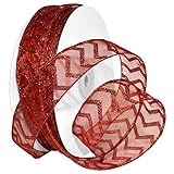 Morex Ribbon 7427.40/50-609 French Wired Nylon Chevron Glitz Ribbon, 1 1/2