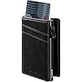 TOYFID Minimalist Wallet for Men,Slim Wallet for Men,Pop Up Wallet, Slim Card Holder RFID Blocking, Leather Wallets with Money Pocket,Minimalist Card Case Up to 11 Credit Cards (Black)