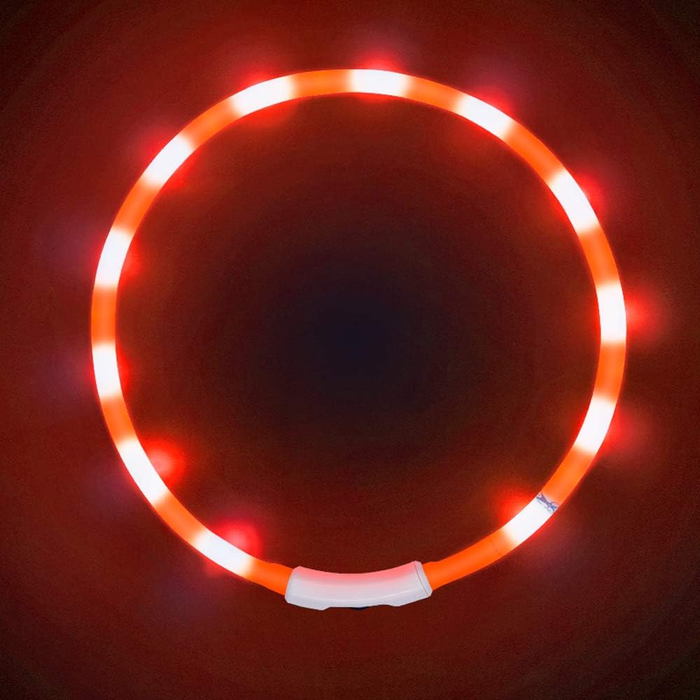 Raffaelo LED Dog Collar, Flashing LED Dog Collar Rechargeable Light Up Pet Cat Safety Collar and Adjustable Size Fit for All Dog, Cat and Pets