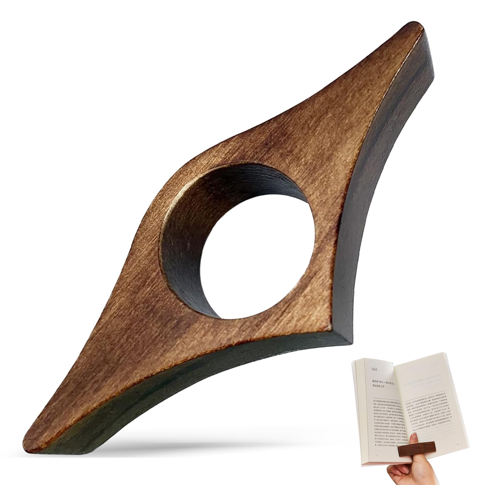 Book Page Holder, Wooden Thumb Book Page Holder Handmade Natural Walnut Bookmark Reading Accessories Personalized Page Holders for Reading Book Accessories for Reading Lovers Bookworm