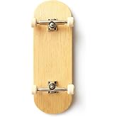 Professional Handmade Bamboo Fingerboard - 33mm 6-Ply Wooden Deck, 20th Anniversary Edition Vintage Mini Skateboard, Pro 34mm Silver Trucks &amp; Beige II Bearing Wheels
