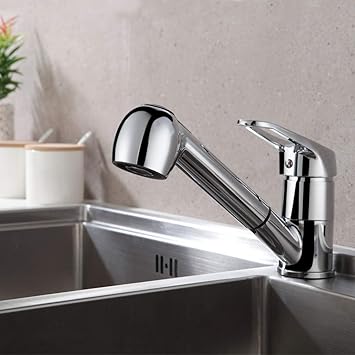Auralum Einhebel Waschtischarmatur mit 2 Strahlarten Geschirrbrause Wasserhahn Küche ausziehbar Küchenarmatur Spültischarmatu