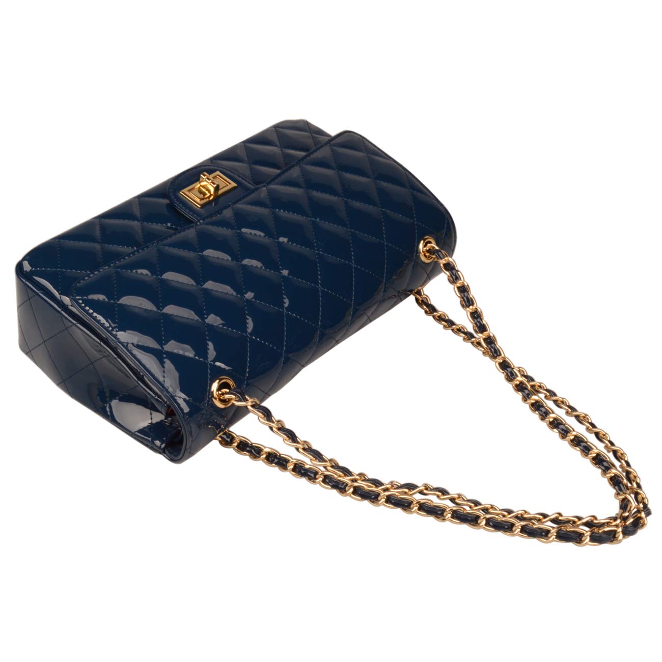 Galleon Ainifeel Women's Patent Leather Quilted Chain Purse Shoulder