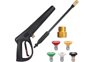coyardor Pressure Washer Gun with Extension Wand & 5 Spray Nozzle Tips, M22-14mm & M22-15mm Fitting Replacement for Ryobi, Karcher, Powerstroke, Greenworks, Husky, Raptor Blast, Electric Power Washer