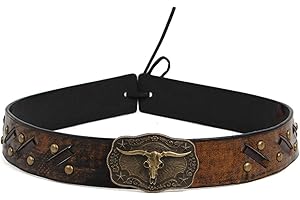 jojobasec Cowboy Hat Band for Adult with Bull Heads Buckle Vintage Ethnic Panamas Band for Women Men Fedora Hat Accessories