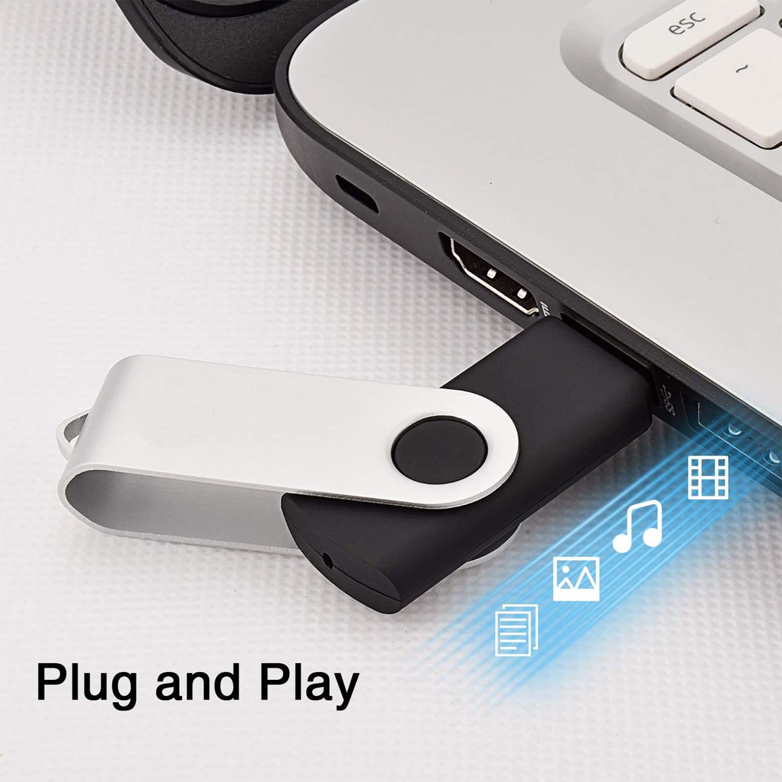 64GB Flash Drive KOOTION 10 Pack USB 2.0 Flash Drive 64GB USB Flash Drives Thumb Drive Jump Drives Keychain Memory Stick Black