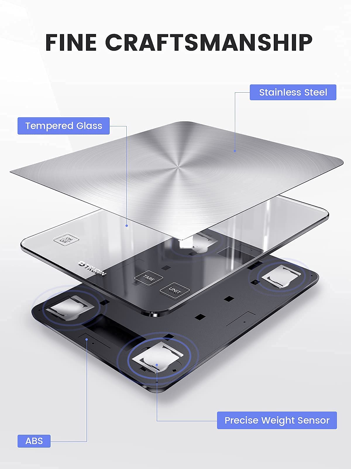 NASA-Grade 33lb Digital Kitchen Scale, Precisely Measures Grams and Ounces for Baking and Cooking,304 Stainless Steel