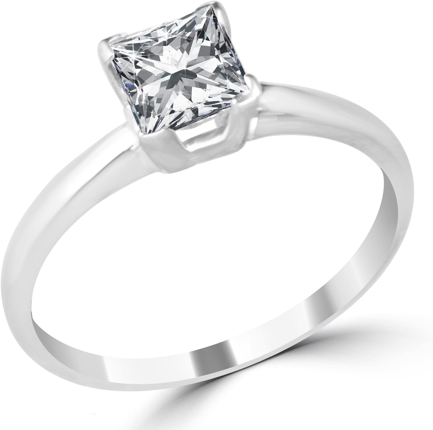 0.64 carat D-E colour VS1-VS2 clarity Princess cut certified engagement ring set in 14 karat solid white gold