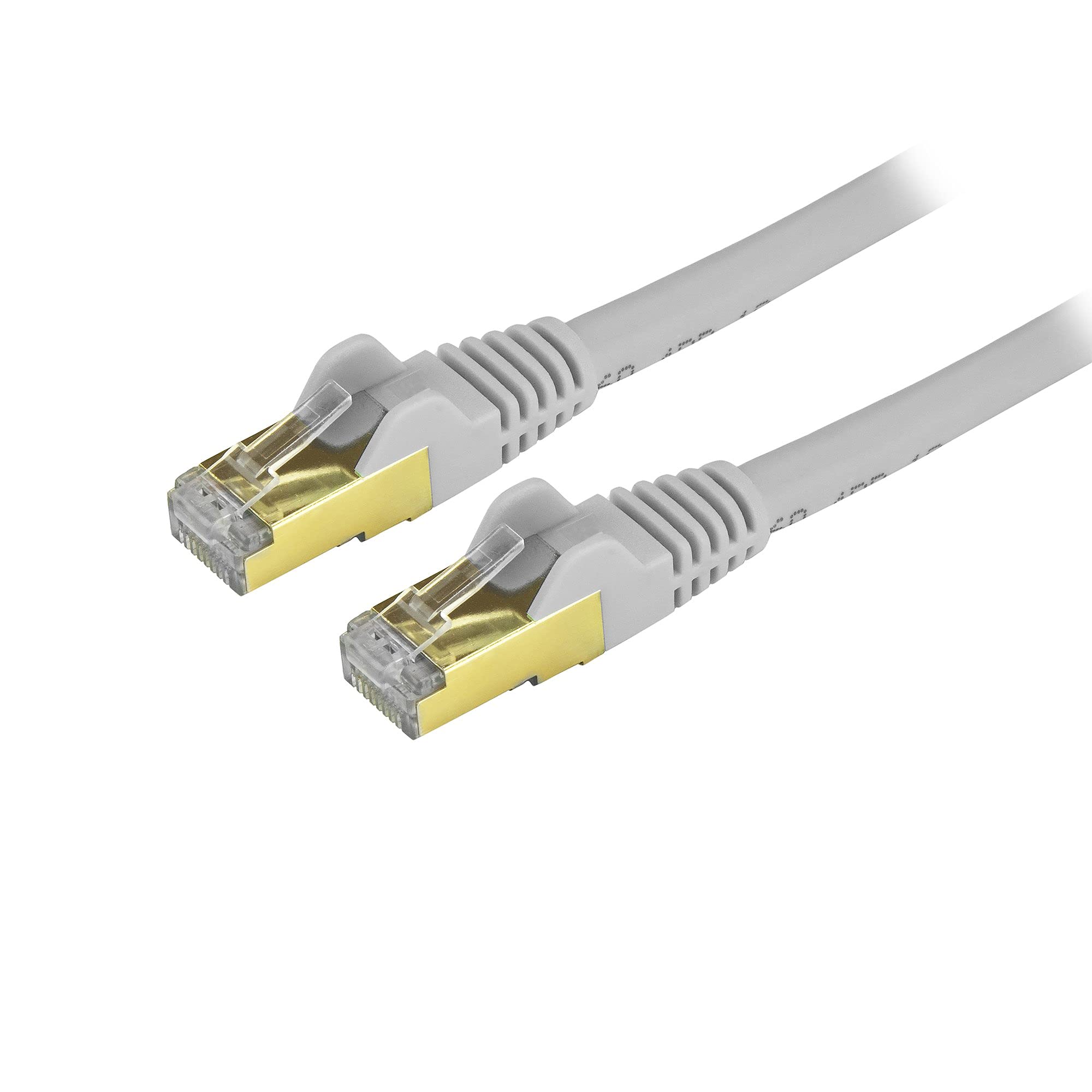StarTech 10ft CAT6a Ethernet Cable - 10 Gigabit Shielded Snagless RJ45 100W PoE Patch Cord - 10GbE STP Network Cable with Strain Relief - Gray - UL, TIA (C6ASPAT10GR)