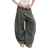 Wonyier Barrel Boyfriend Jeans for Women Low Rise Y2k Wide Leg Hip Hop Denim Pants Street Baggy Jean Trousers with Pockets