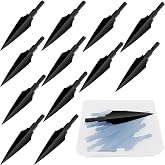12 Pack Traditional Broadhead, 100/125 Grain Archery Practice Arrow Tip | Carbon Steel Points Screw-in Arrowheads Points, Portable Storage Box for Recurve Bow Crossbow Hunting Game and Target