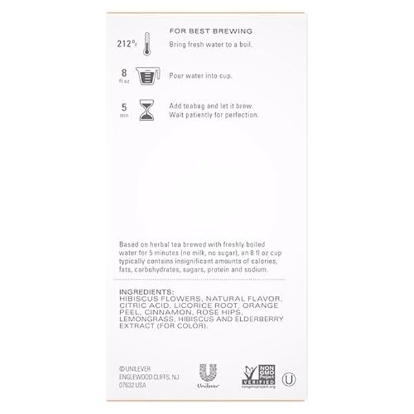 TAZO PASSION HERBAL TEA BAGS, ICED OR HOT, CAFFEINE-FREE ( PACK OF 6)