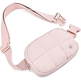 WESTBRONCO Puffer Fanny Packs for Women Quilted Nylon Waterproof Belt Bag with 2 Zipper, Puffy Crossbody Bag with Adjustable Strap, 1L Waist Bag for Travel Daily