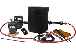 LSMIITTH 6-16KG Gas Metal Melting Furnace Kit, Double Forge Burners Foundry Furnace with Crucibles Tong Casting Mold for Gold Copper Aluminum