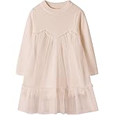 Mud Kingdom Girls Rib Knit Sweater Princess Dress with Tulle Long Sleeve