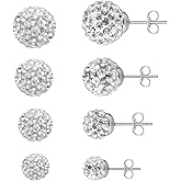 AOEDEJ Silver Ball Earrings Disco Ball Earrings for Women Crystal Earrings Studs Silver Crystal Earrings Cubic Zirconia Crystal Ball Earrings